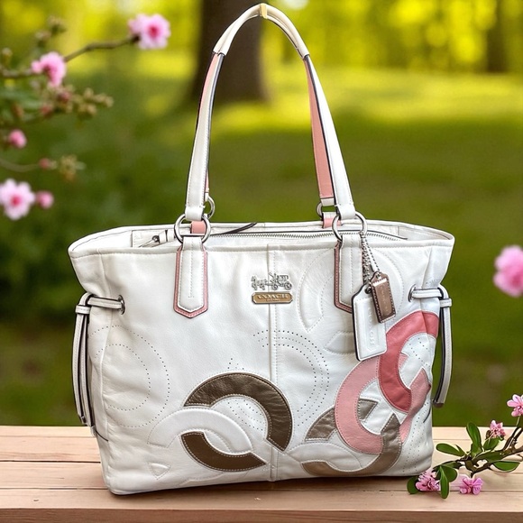 Coach Handbags - Coach Rare Chelsea Inlaid Charlie Tote White Pink